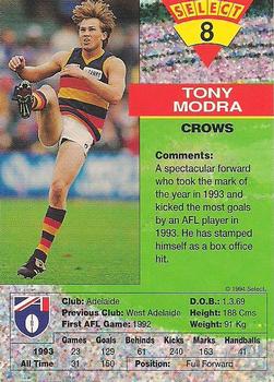 1994 Select AFL #8 Tony Modra Back